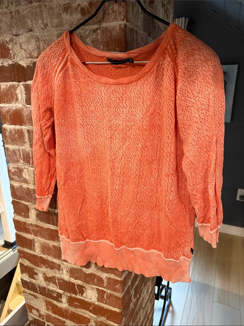 William Rast Coral Orange Open-Knit Sweater